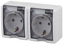 Розетка с заземлением накладная Эра Эксперт 2-м. IP54 белый картинка